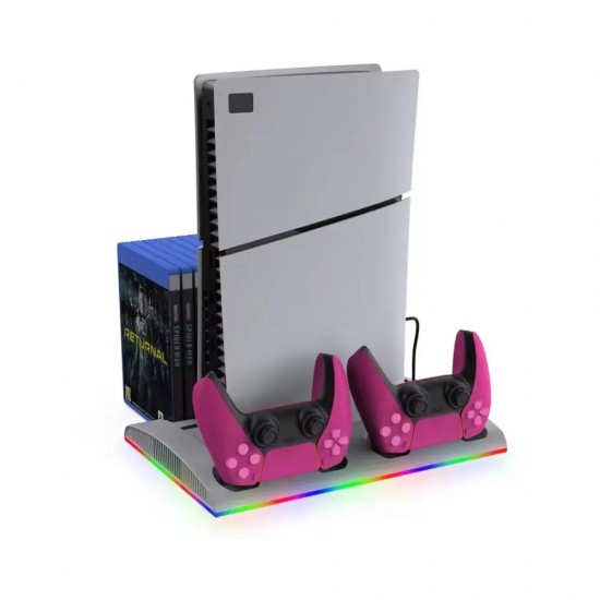 PS5 için Soğutucu Organizatör PS5 Slim ve Tüm PS5 Modeller ile Uyumlu RGB Soğutma ve Şarj Ünitesi TP5-3570