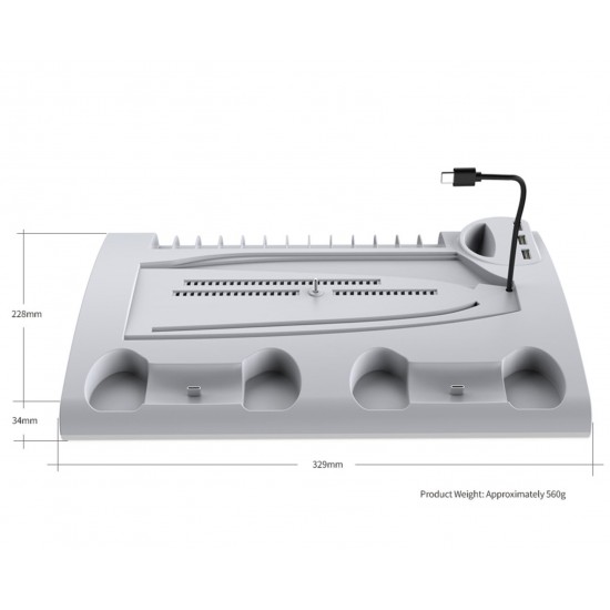 PS5 için Soğutucu Organizatör PS5 Slim ve Tüm PS5 Modeller ile Uyumlu RGB Soğutma ve Şarj Ünitesi TP5-3570