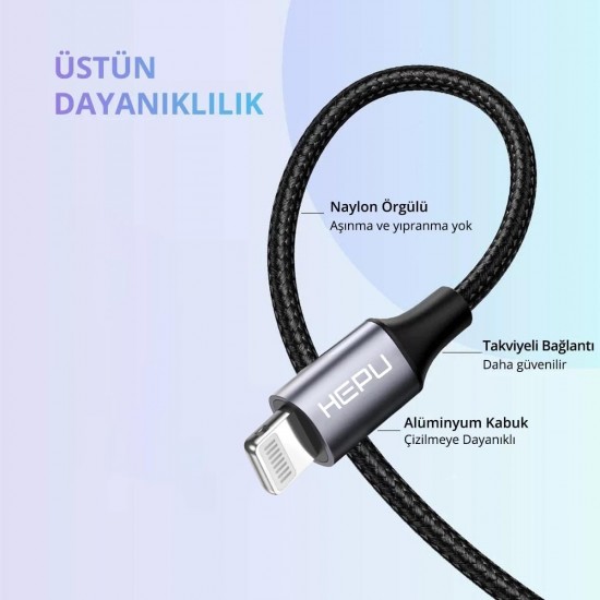 HP-20l Lightning - 3.5mm AUX Ses Kablosu 1mt  Jak Adaptörü Dongle Kulaklık Çevirici