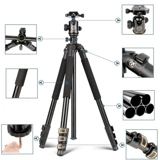 HT-T07 Profesyonel Tripod 200 Cm Yatay Kullanım Çok Fonksiyonlu Panoromik Kafa 360 Derece Dönebilir