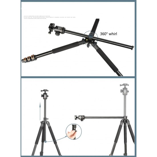 HT-T07 Profesyonel Tripod 200 Cm Yatay Kullanım Çok Fonksiyonlu Panoromik Kafa 360 Derece Dönebilir