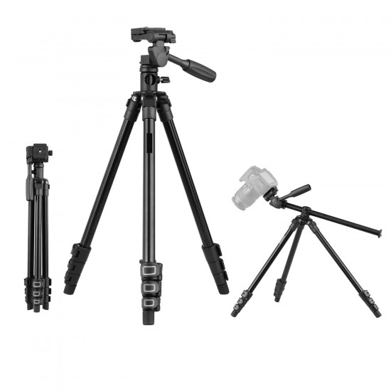 HT-T02 Profesyonel Tripod 154 Cm Yatay Kullanım Çok Fonksiyonlu Panoramik Kafa 360 Derece Dönebilir