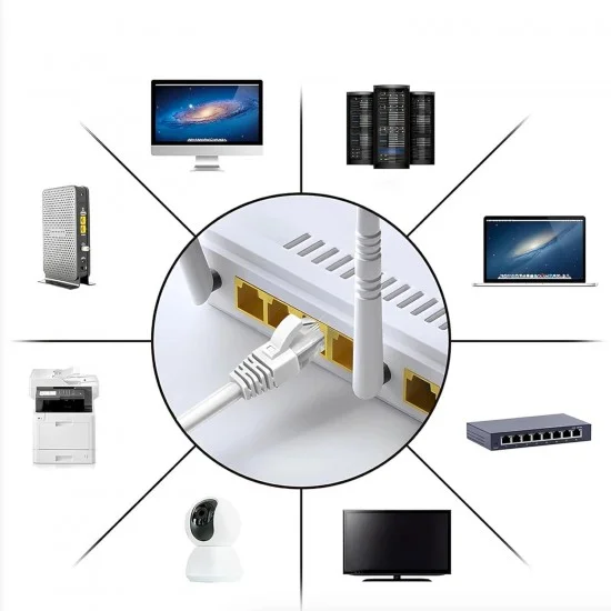 Rt-04 CAT6 Ethernet Kablosu 10 Metre Gri 1000 Mbps Veri Aktarım Hızı İnternet Kablosu Modem